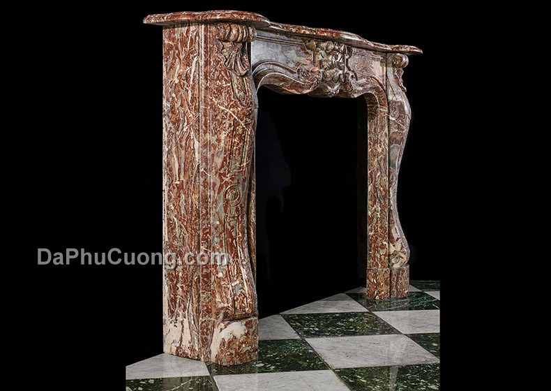 A-Rococo-style-Rouge-Royal-Marble-antique-chimneypiece-(5)